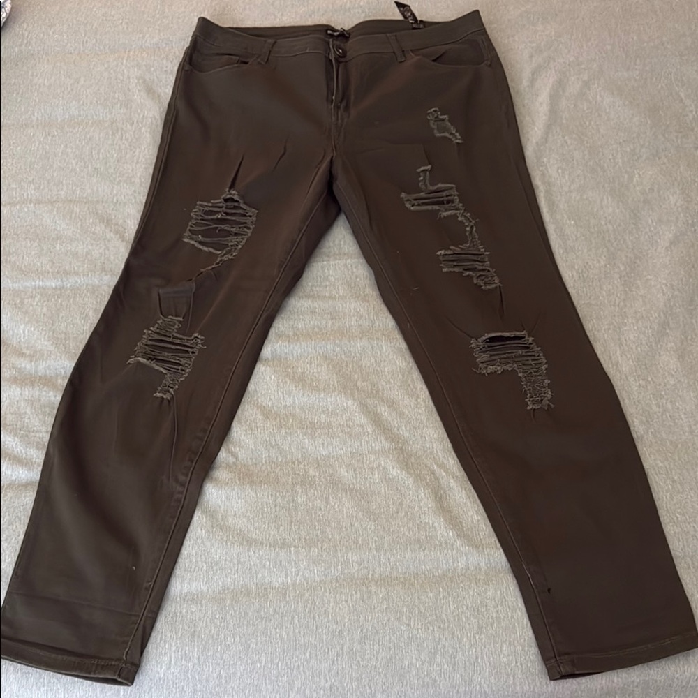 Distressed forest Green Pants